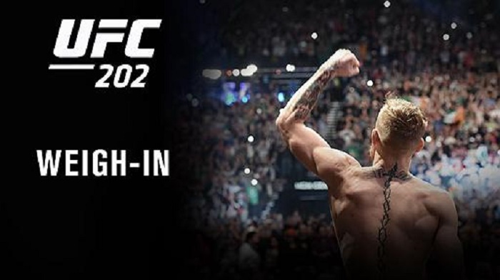 UFC 202: Diaz vs. McGregor 2 mérlegelés, élő közvetítés
