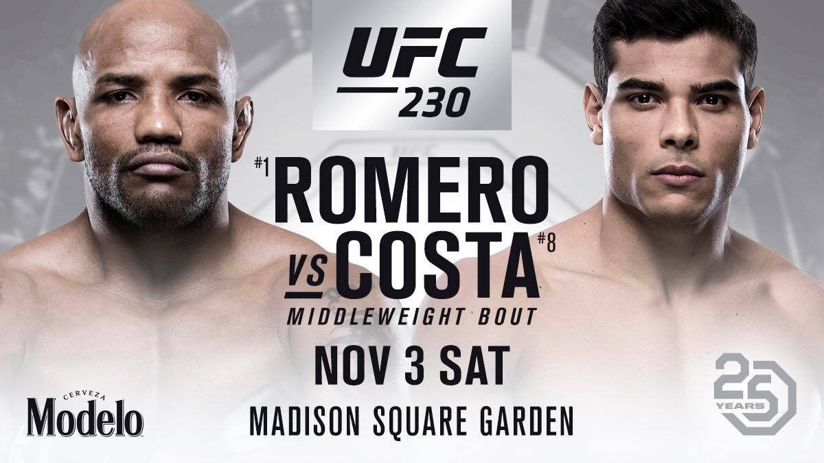 USADA csemege: Yoel Romero vs. Paulo Costa a UFC 230-on!