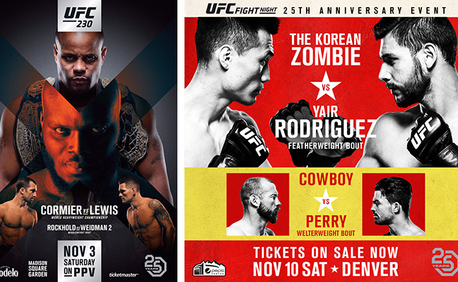 UFC 230 és Fight Night 139: Yair Rodriguez – The Korean Zombie ”megtekintési” lehetőség.